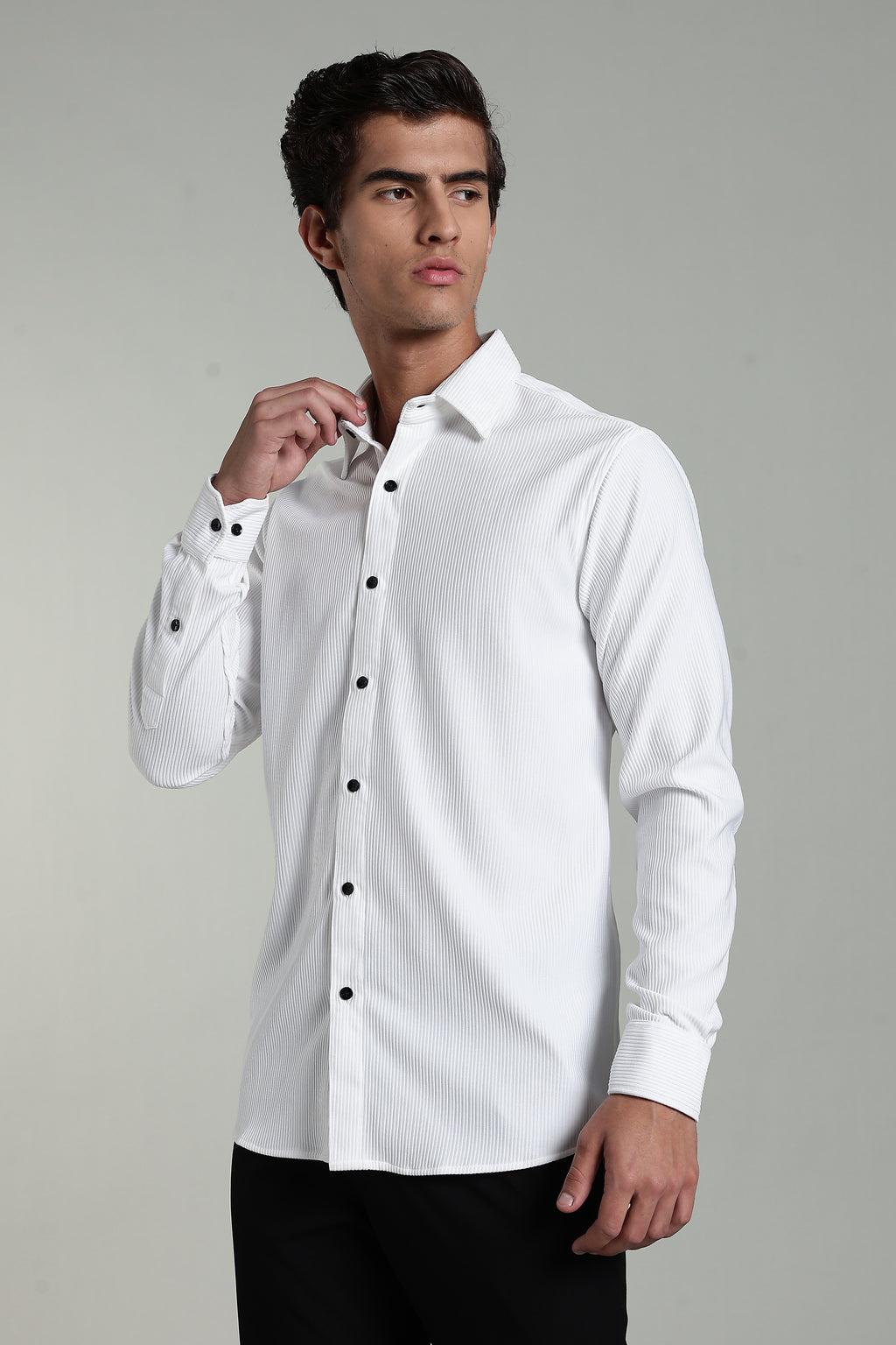 Royal White Corduroy - Full Sleeve Shirt