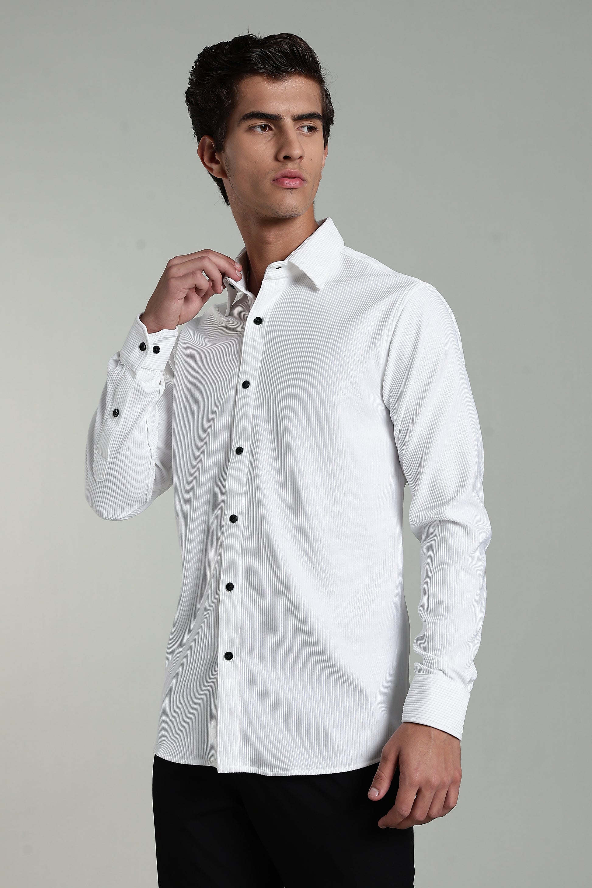 Royal White Corduroy - Full Sleeve Shirt