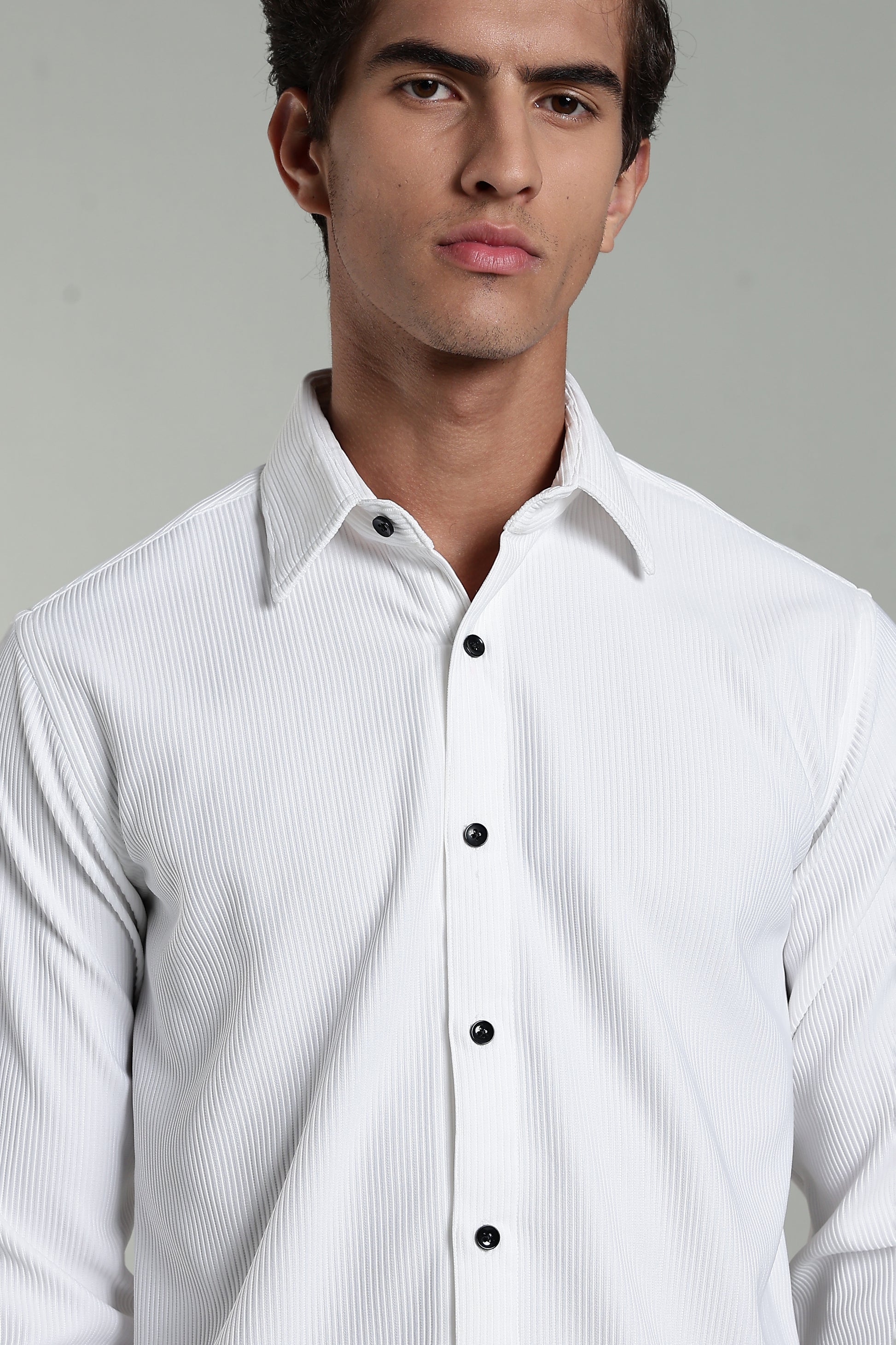 Royal White Corduroy - Full Sleeve Shirt