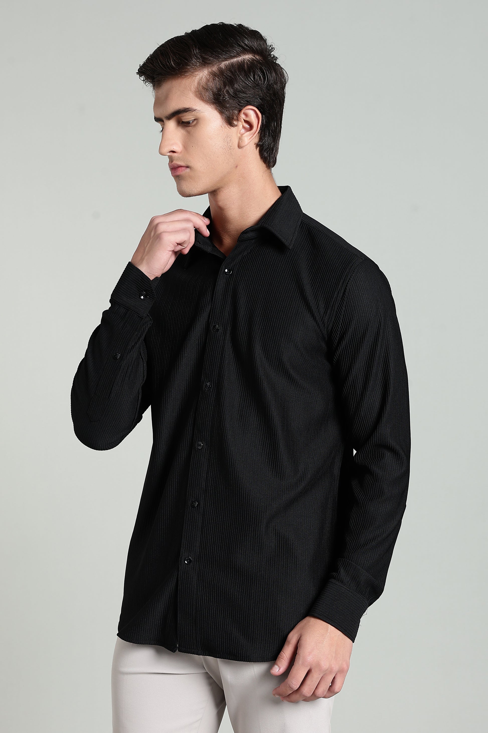 Royal Black Corduroy - Full Sleeve Shirt