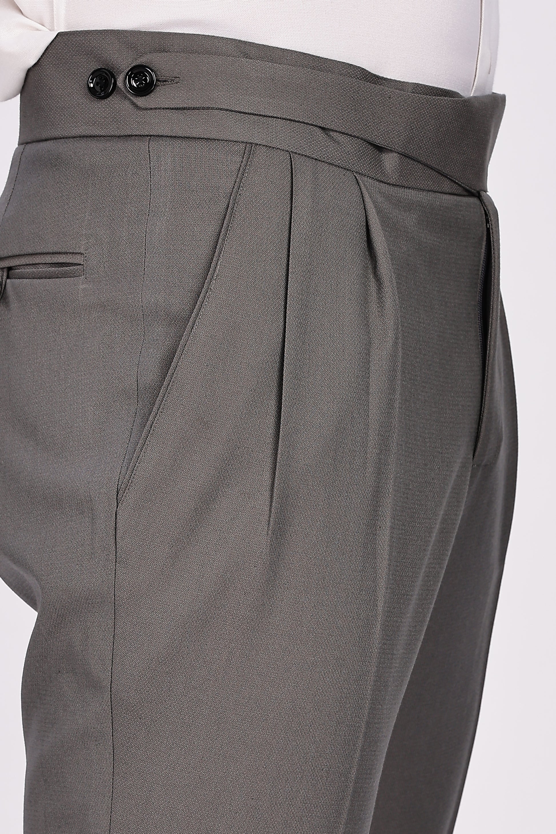 Classic Button Light Grey Gurkha Pant