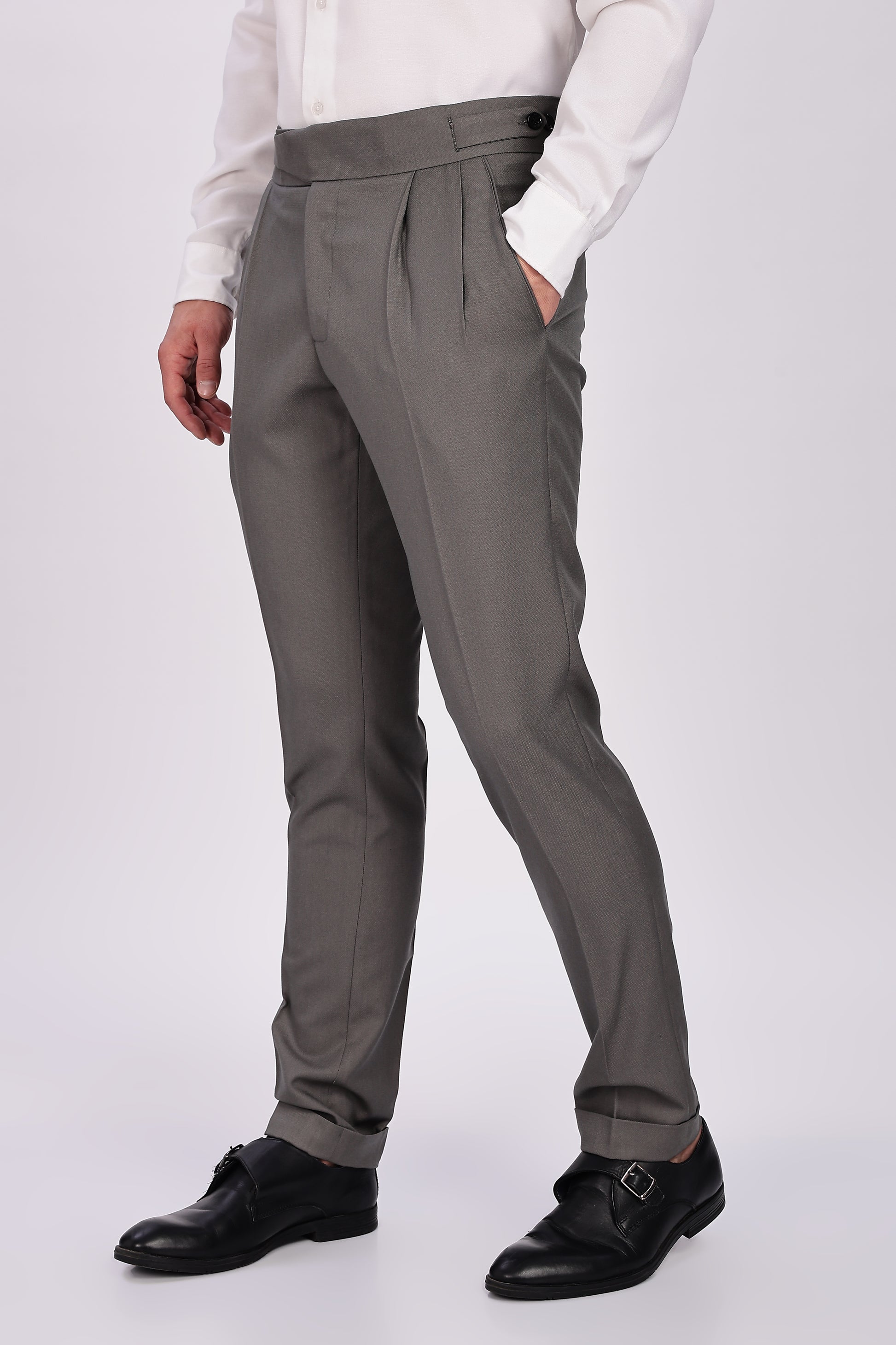 Classic Button Light Grey Gurkha Pant