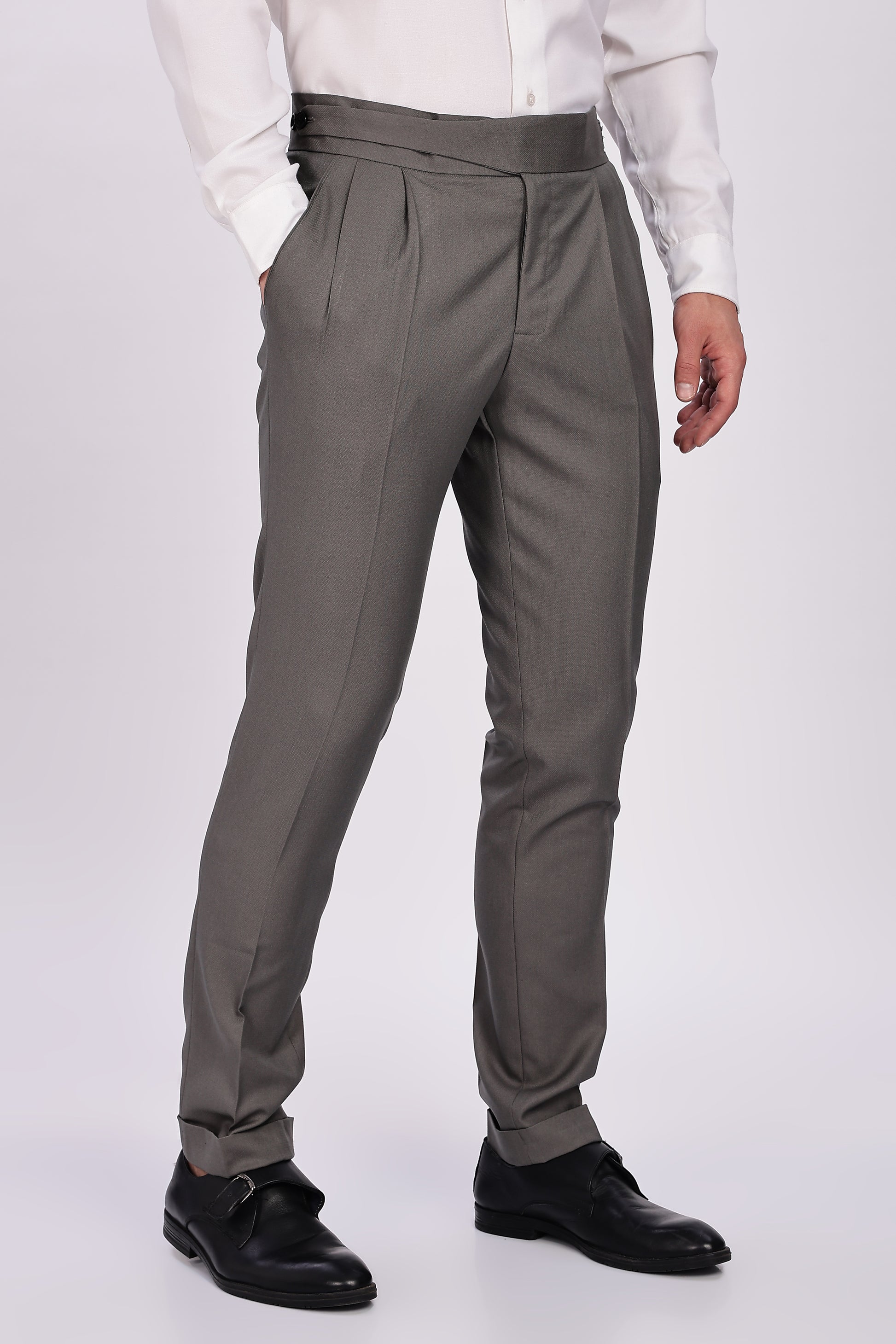 Classic Button Light Grey Gurkha Pant