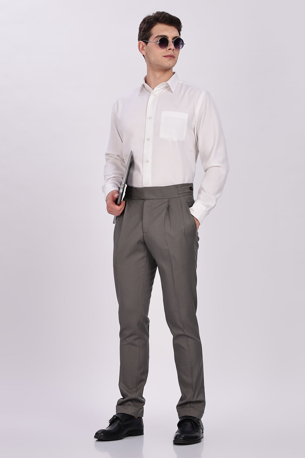 Classic Button Light Grey Gurkha Pant