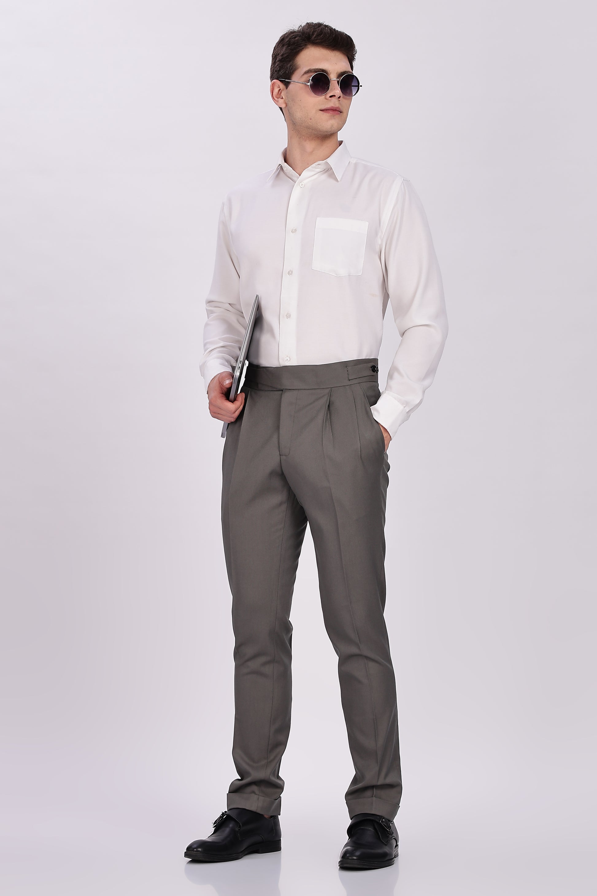 Classic Button Light Grey Gurkha Pant
