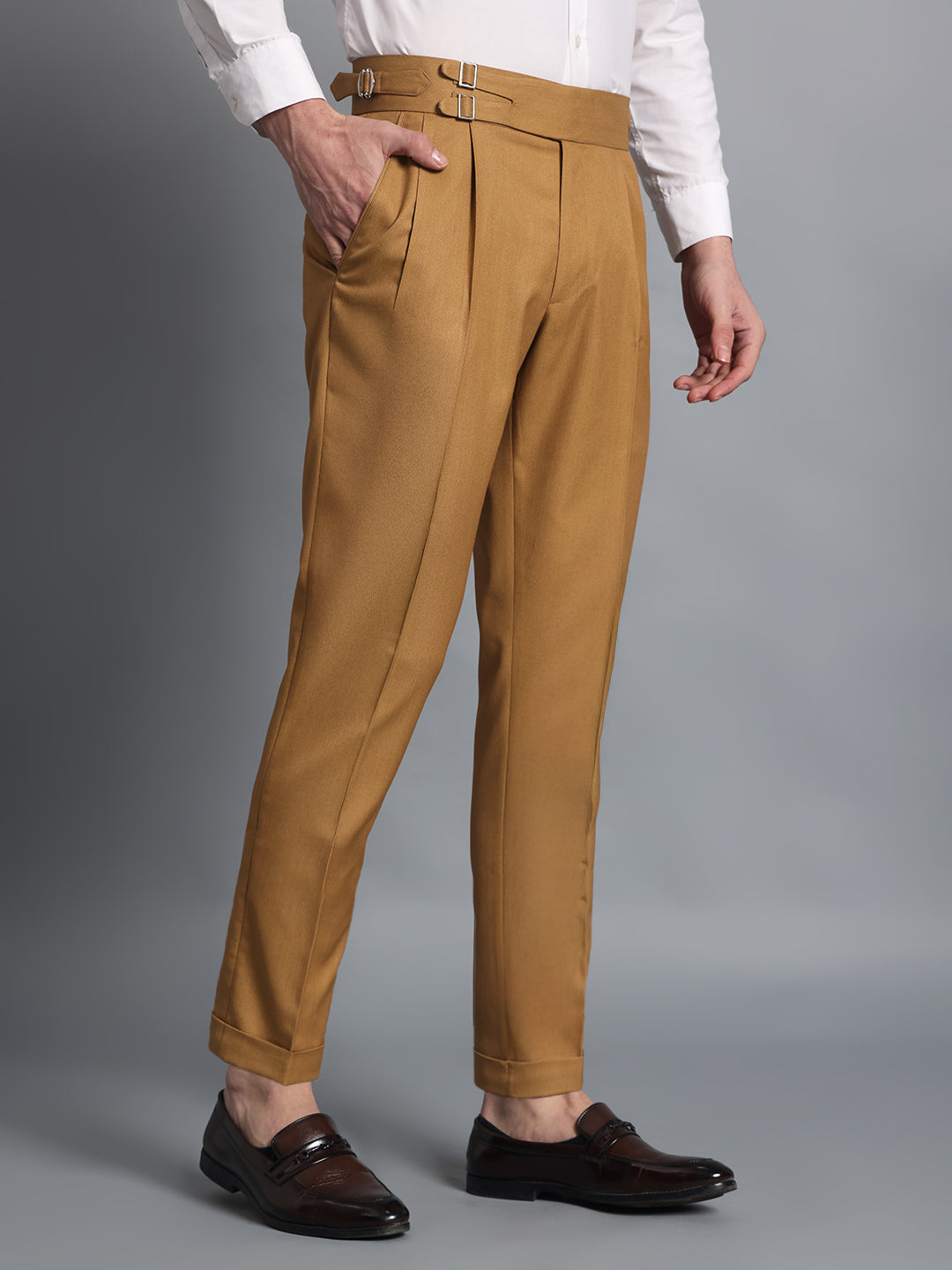 Double Buckle Camel Brown Gurkha Pant