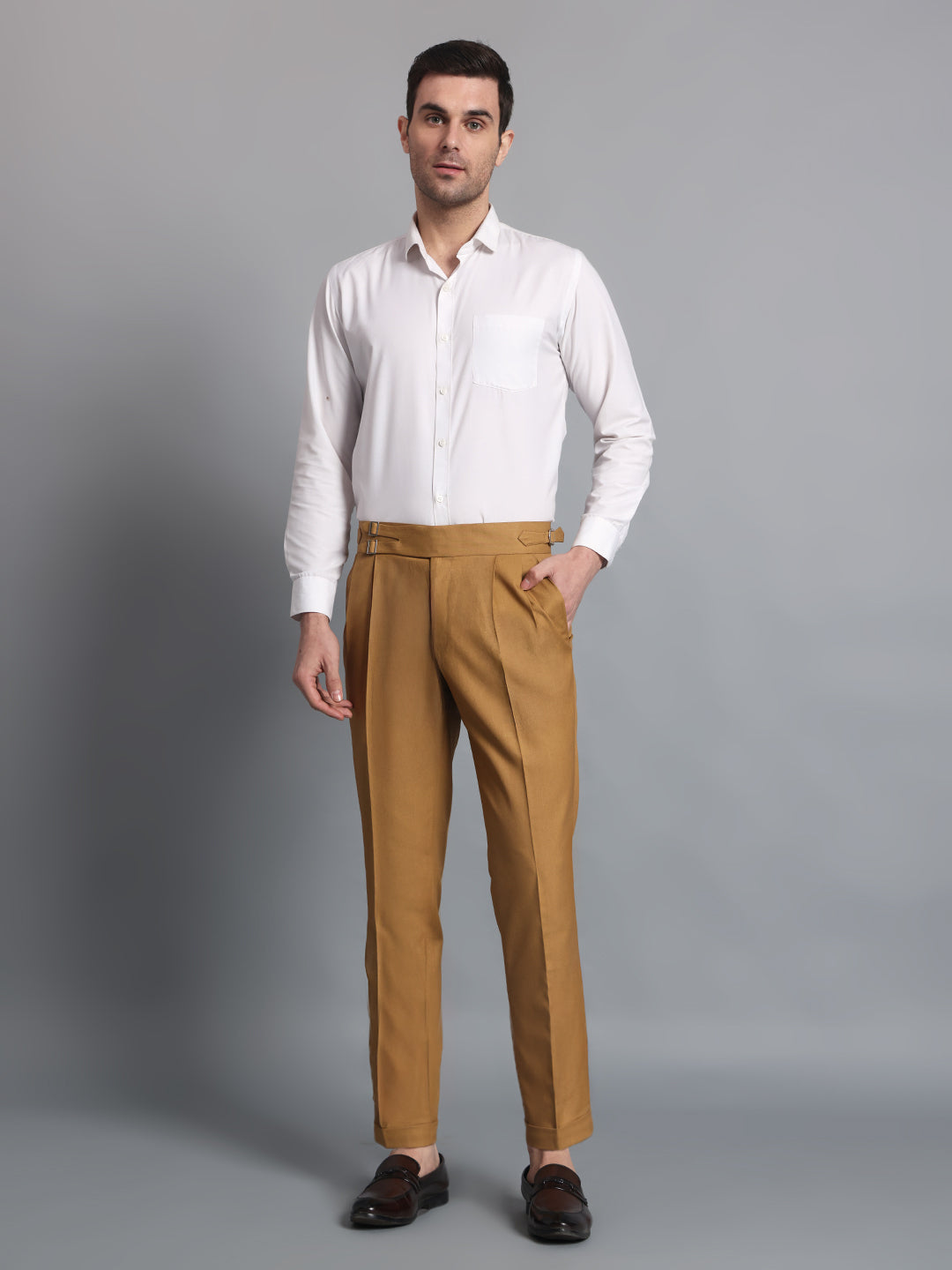 Double Buckle Camel Brown Gurkha Pant