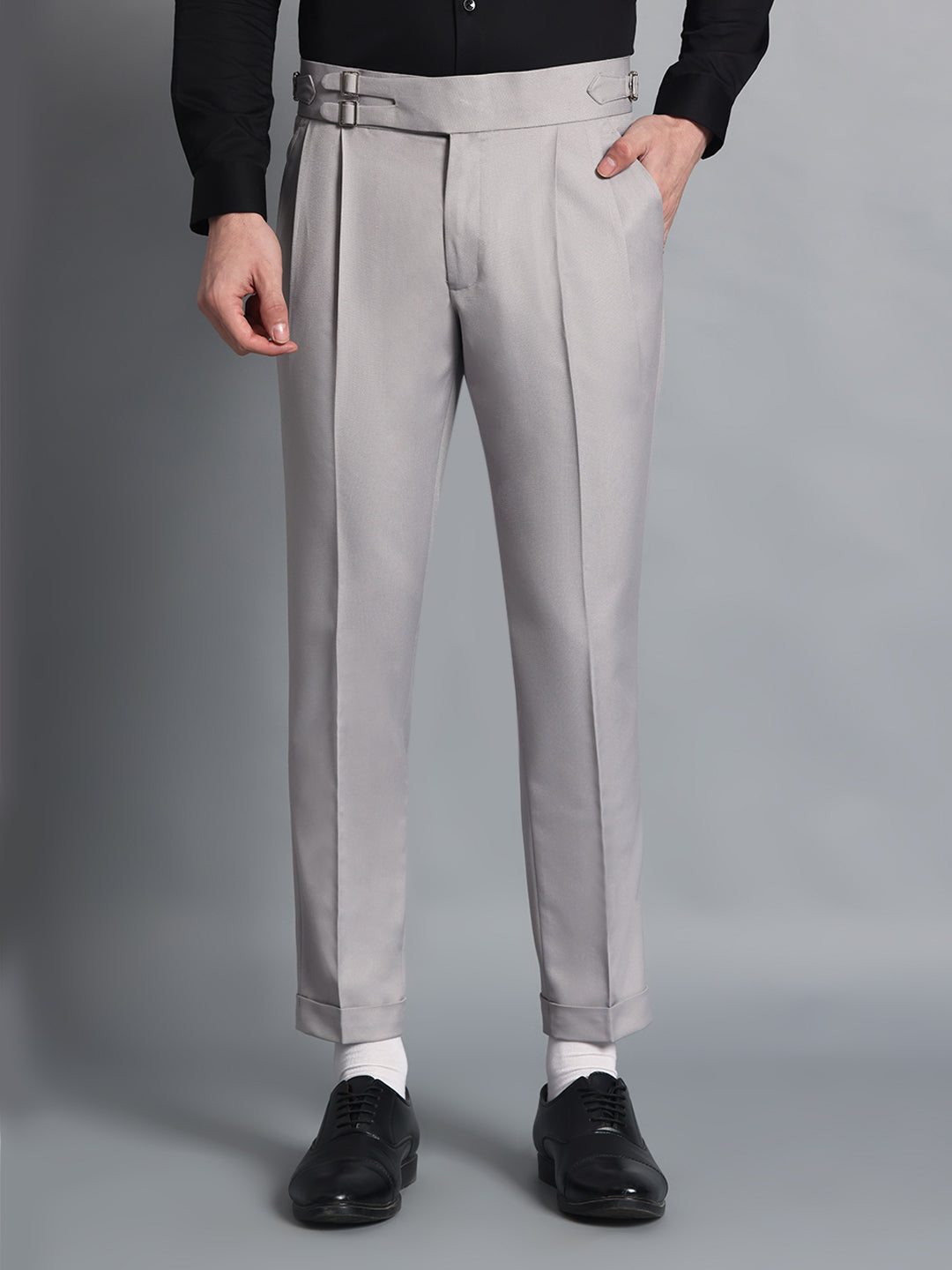 Double Buckle Light Grey Gurkha Pant