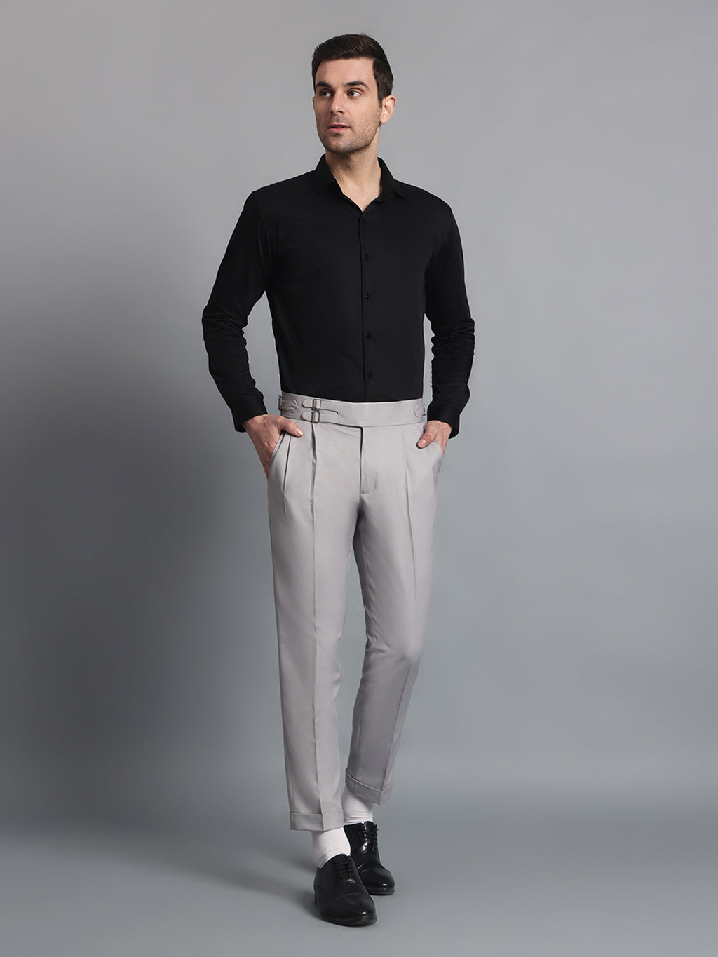 Double Buckle Light Grey Gurkha Pant