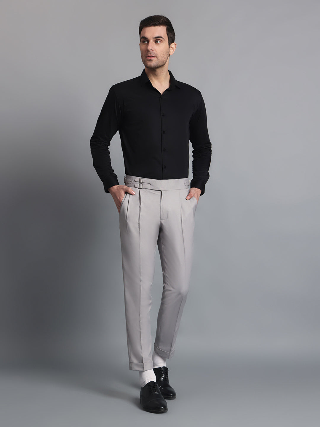 Double Buckle Light Grey Gurkha Pant