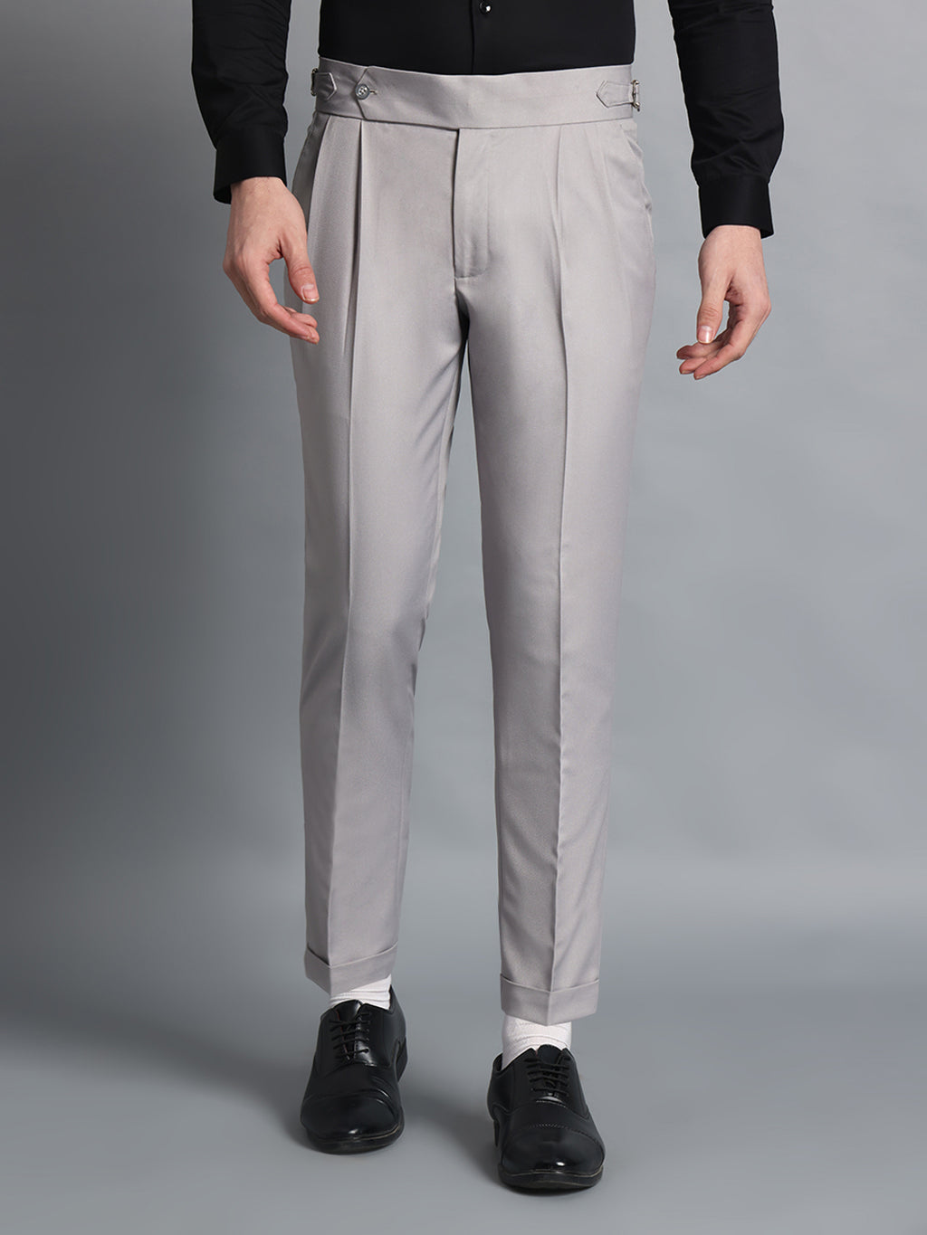 Single Buckle Light Grey Gurkha Pant