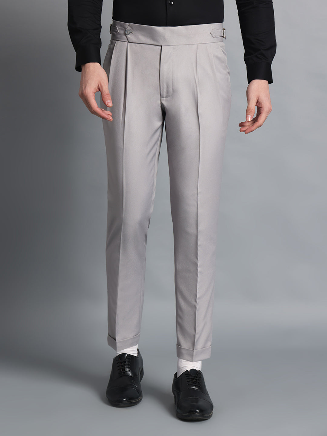 Single Buckle Light Grey Gurkha Pant