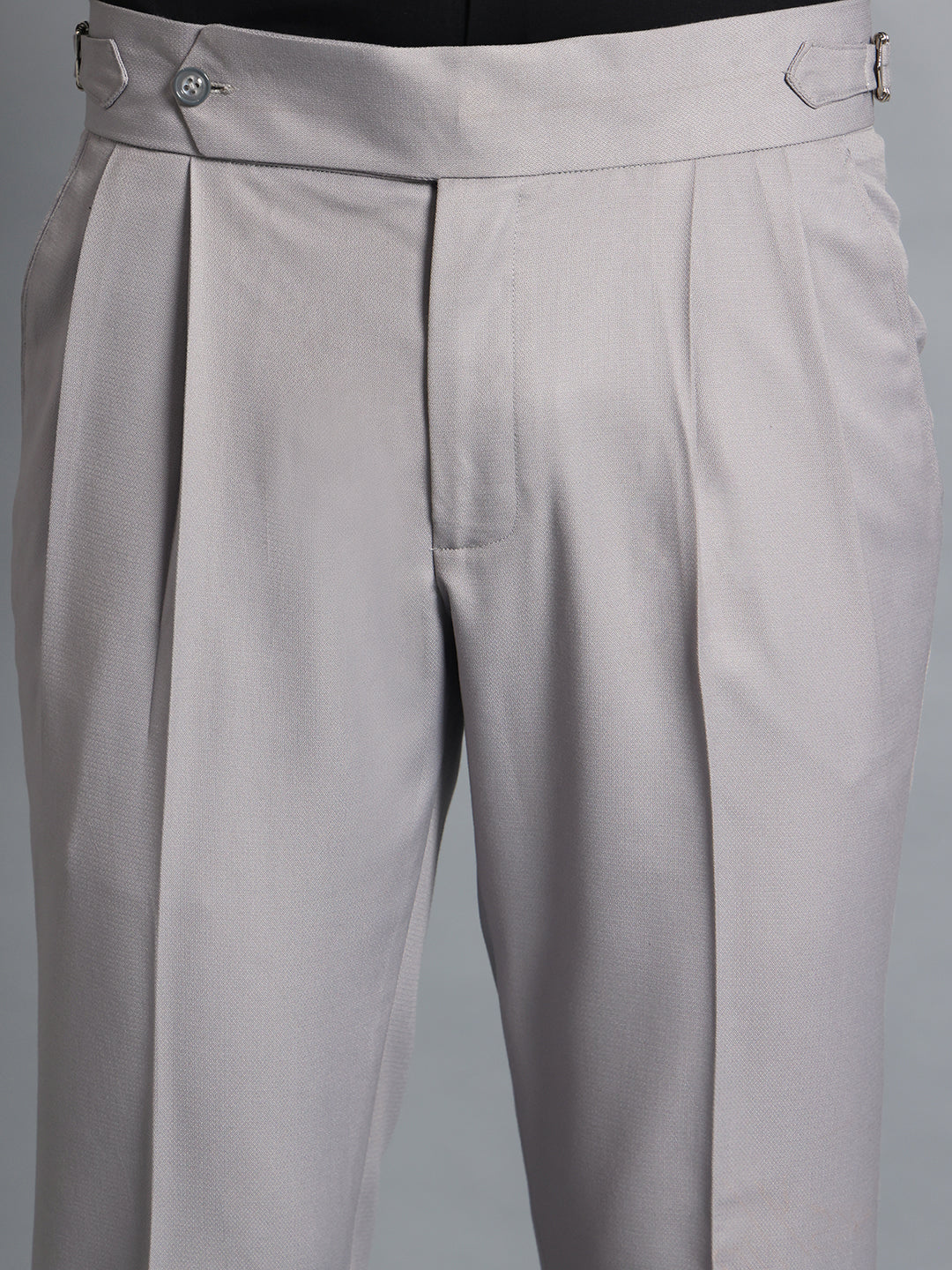 Single Buckle Light Grey Gurkha Pant