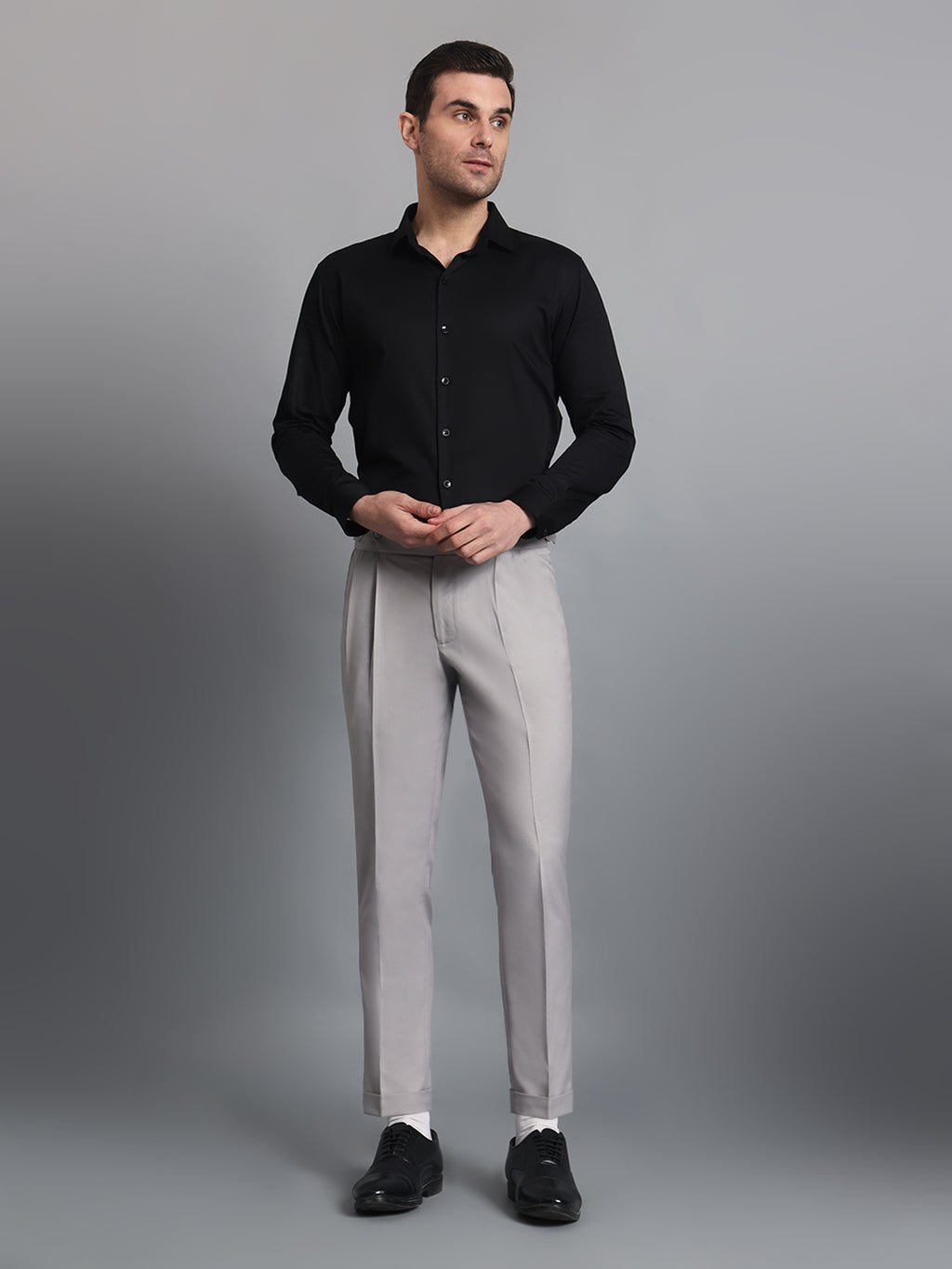 Single Buckle Light Grey Gurkha Pant