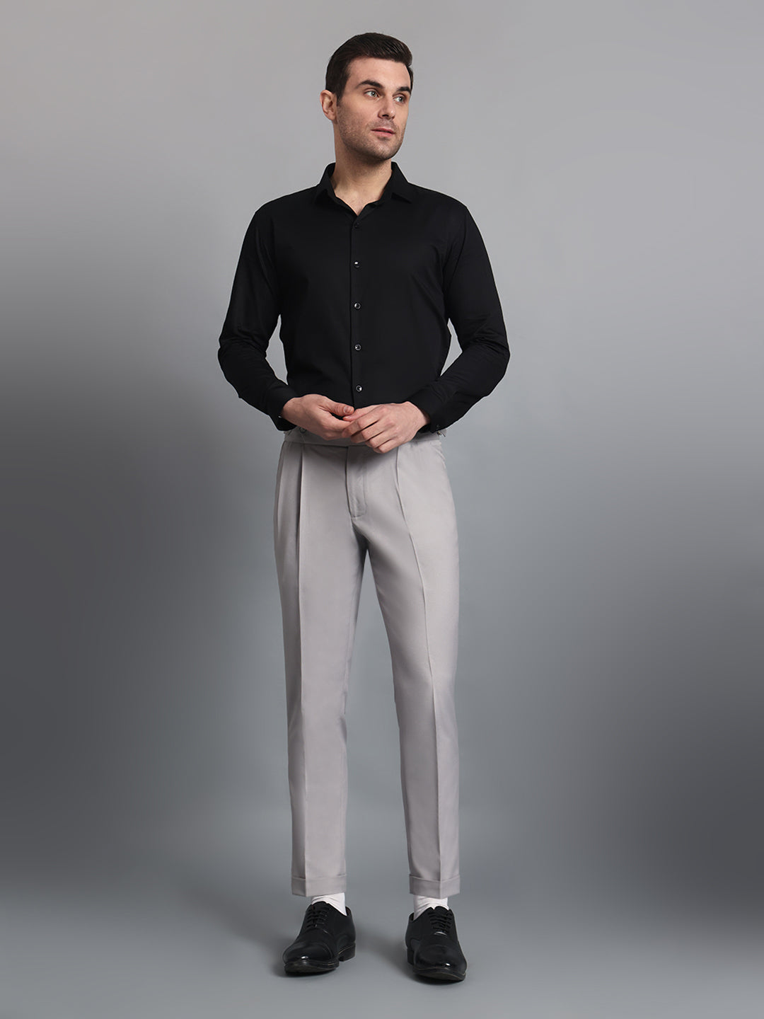 Single Buckle Light Grey Gurkha Pant
