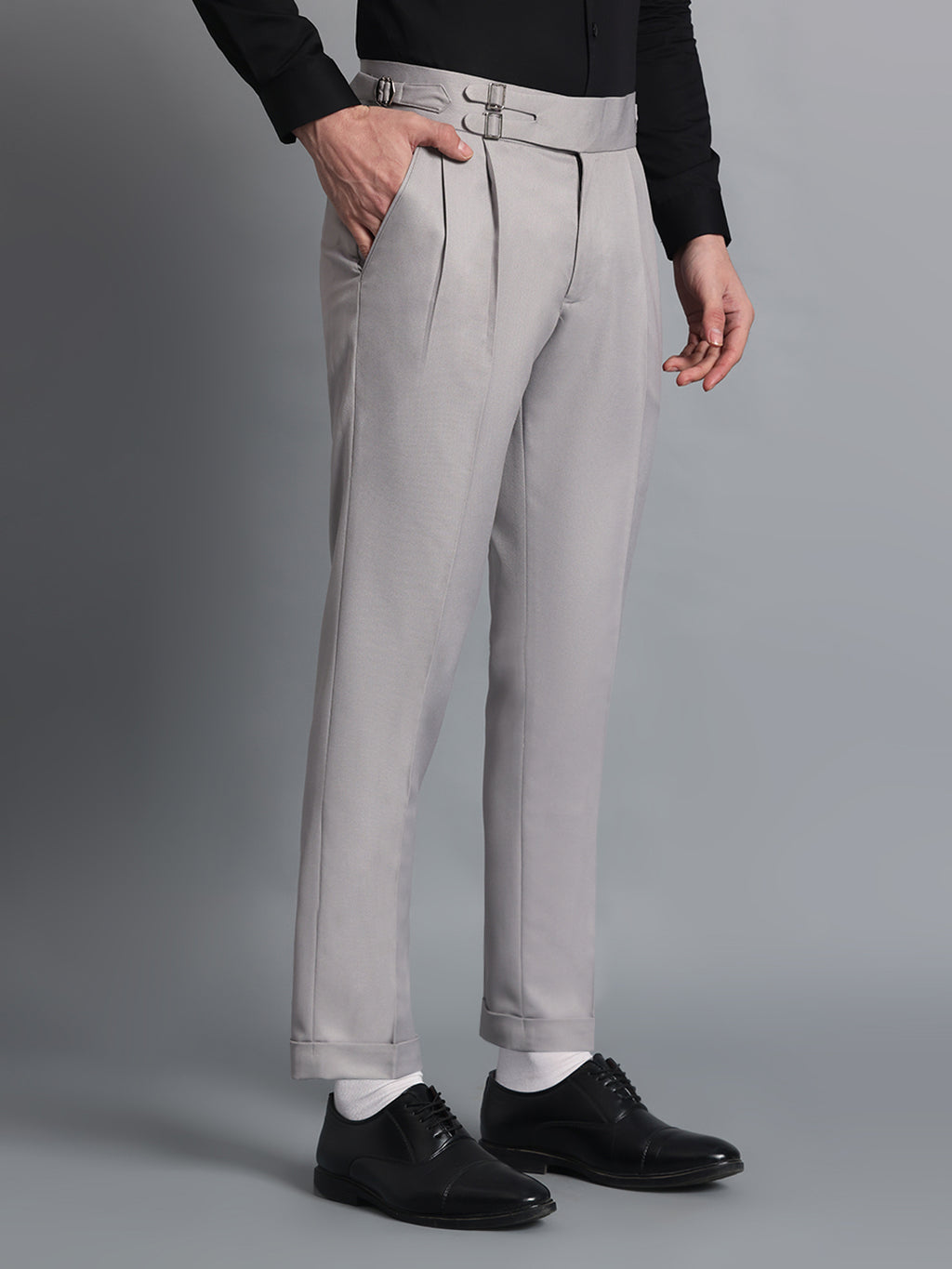 Double Buckle Light Grey Gurkha Pant