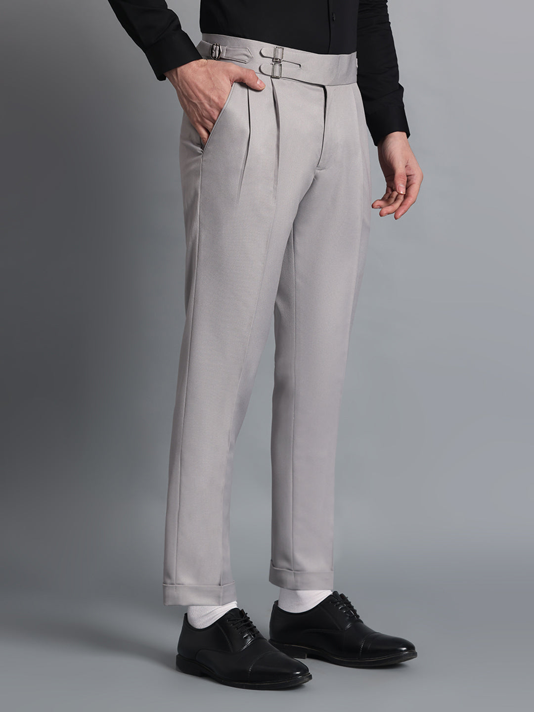 Double Buckle Light Grey Gurkha Pant