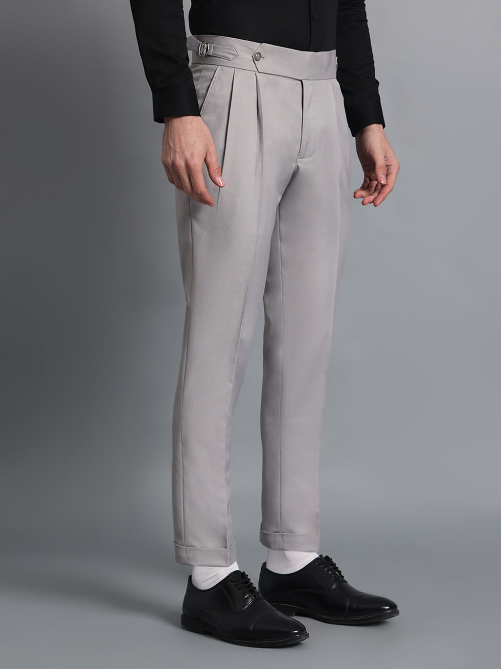 Single Buckle Light Grey Gurkha Pant