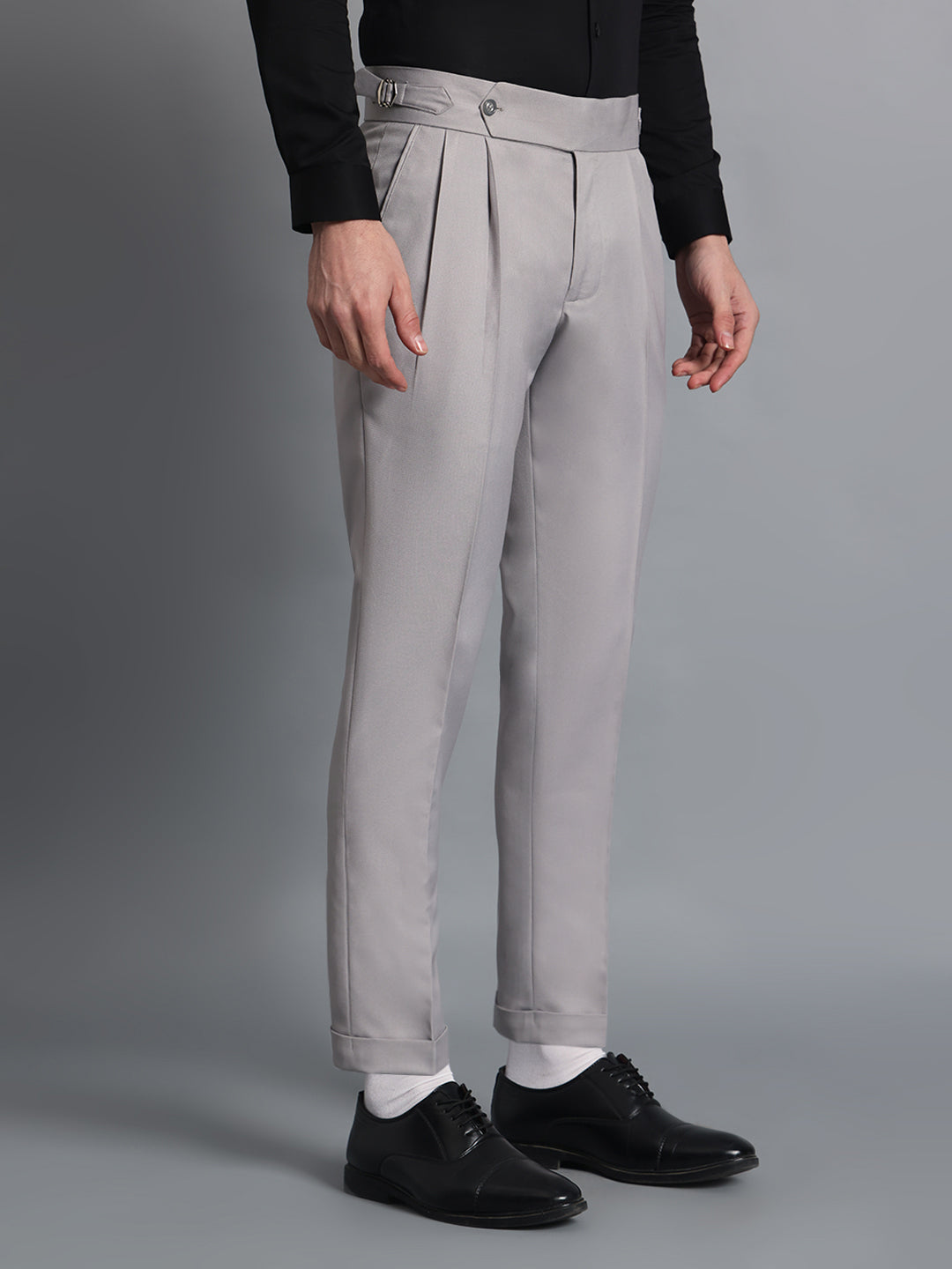 Single Buckle Light Grey Gurkha Pant